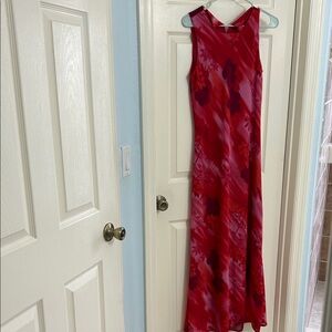 Hawaiian Sleeveless Red Floral Maxi Dress